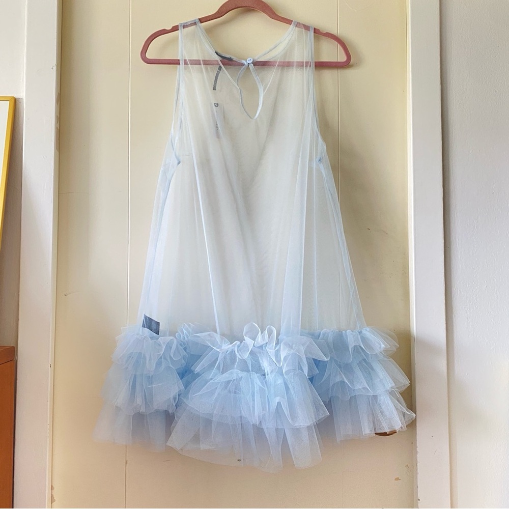 Anthropologie sheer tulle ruffle tunic size M/L - Picture 2 of 8